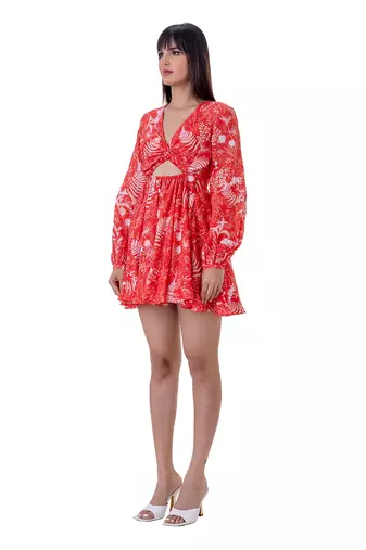 Red Linen Snow Dress