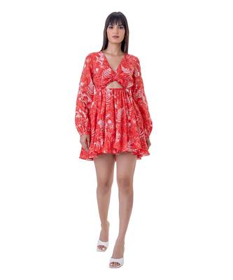Red Linen Snow Dress 3