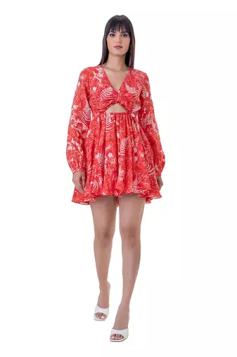 Red Linen Snow Dress