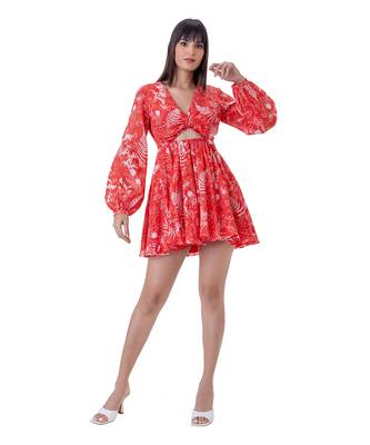Red Linen Snow Dress 4