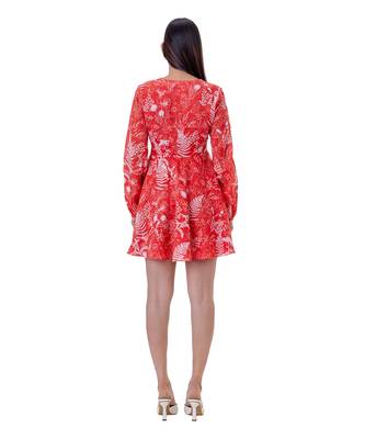 Red Linen Snow Dress 5