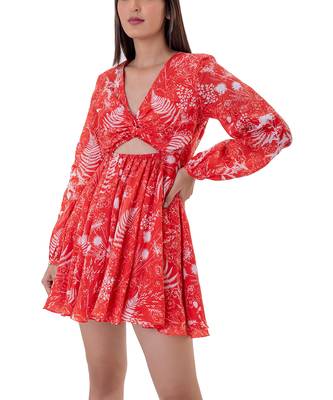 Red Linen Snow Dress 6