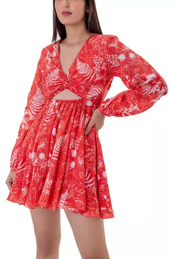 Red Linen Snow Dress