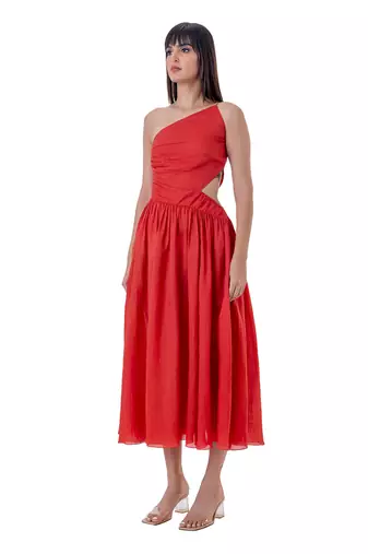 Red Cotton Clara Dress