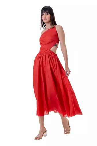 Red Cotton Clara Dress