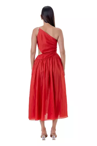 Red Cotton Clara Dress