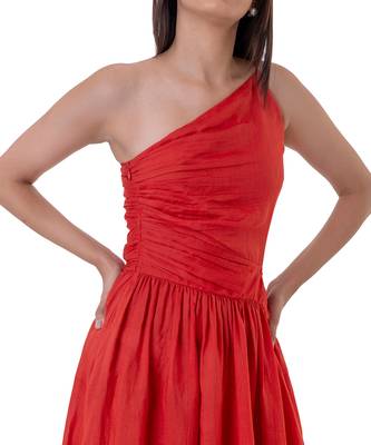 Red Cotton Clara Dress 6