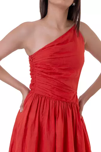 Red Cotton Clara Dress
