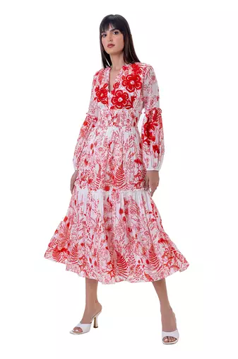 Red Linen Fia Dress