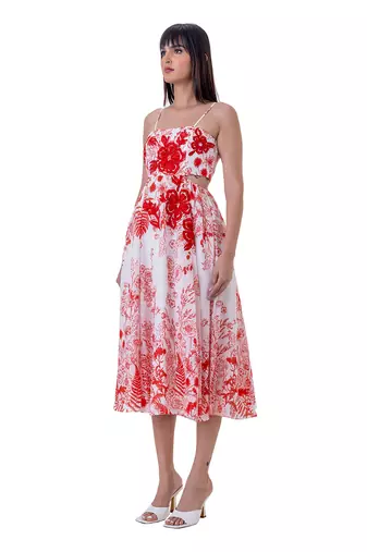 Red Linen Nadia Dress