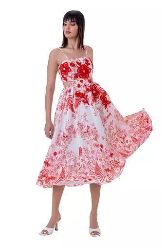 Red Linen Nadia Dress