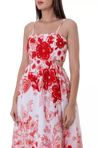 Red Linen Nadia Dress