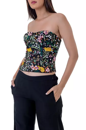 Black Cotton Ryli Bustier