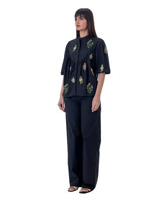 Black Cotton Rose Top 2