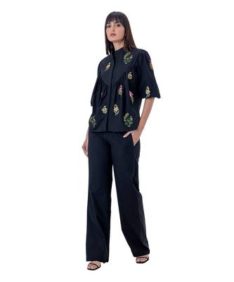 Black Cotton Rose Top 3