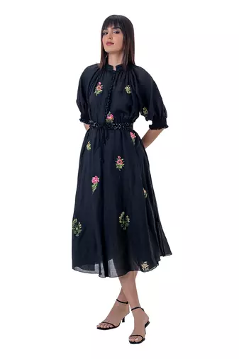 Black Linen Eirlys Dress