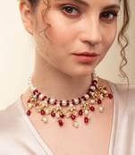 Pearl Necklace With Red Agate