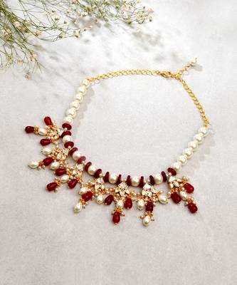 Pearl Necklace With Red Agate 3