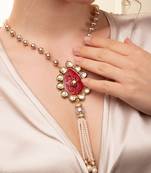 Red Agate Pendant With Pearl Necklace