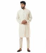 Ivory Front Open Ivory Kurta Set