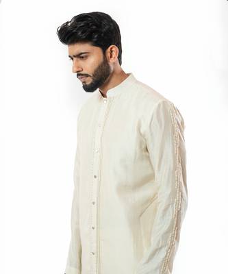 Ivory Front Open Ivory Kurta Set 2