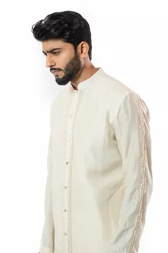 Ivory Front Open Ivory Kurta Set