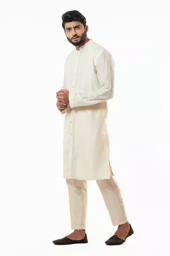 Ivory Front Open Ivory Kurta Set