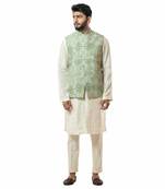 Forest Green Printed Nehru Jacket Set