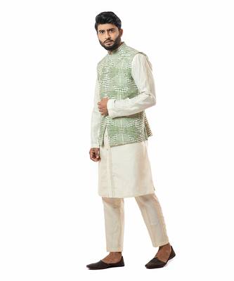 Forest Green Printed Nehru Jacket Set 5