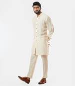 Soft Cream Front Open Short Kurta Set
