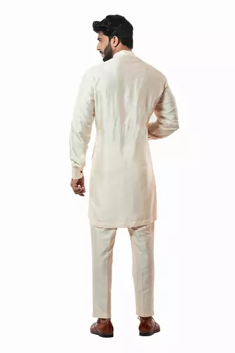 Soft Cream Front Open Short Kurta Set