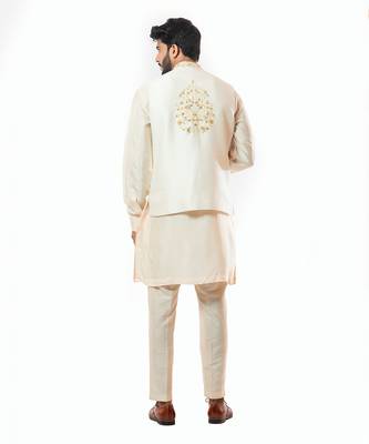 Soft Cream Nehru Jacket Set 2