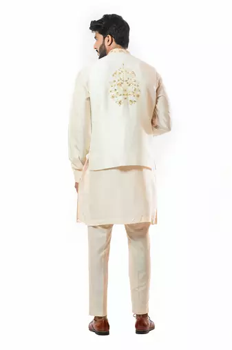 Soft Cream Nehru Jacket Set