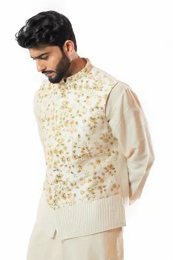 Soft Cream Nehru Jacket Set