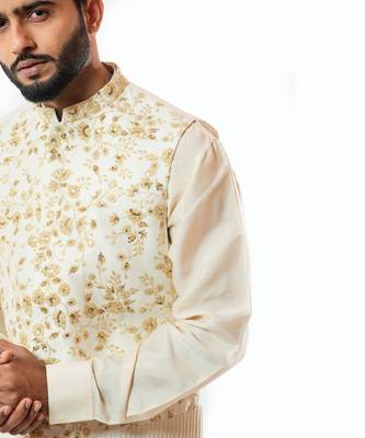 Soft Cream Nehru Jacket Set 5