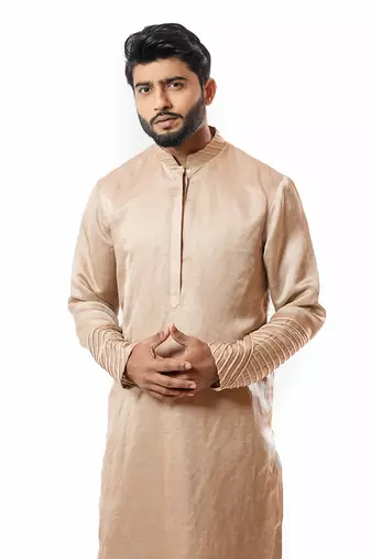 Powder Pink Cord Sleeve Straight Kurta Set