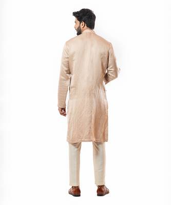 Powder Pink Cord Sleeve Straight Kurta Set 3