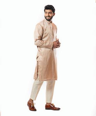 Powder Pink Cord Sleeve Straight Kurta Set 4