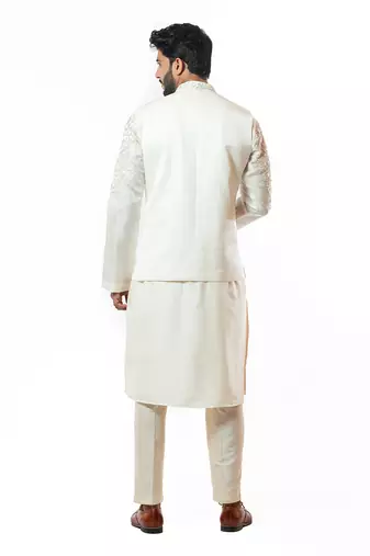 Ivory Embroidered Nehru Jacket Set