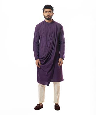 Plum Draped Kurta Set 1