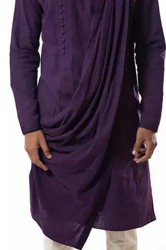 Plum Draped Kurta Set