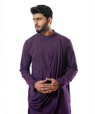 Plum Draped Kurta Set 3