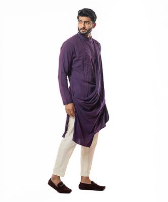 Plum Draped Kurta Set 5