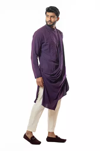 Plum Draped Kurta Set