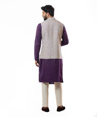 Ivory Printed Nehru Jacket Set 3