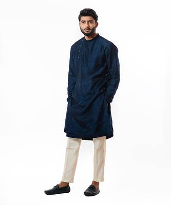 Navy Blue Embroidered Kurta Set 1
