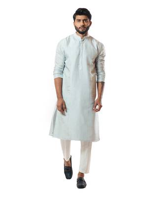 Ice Blue Pintuck Straight Kurta Set 1