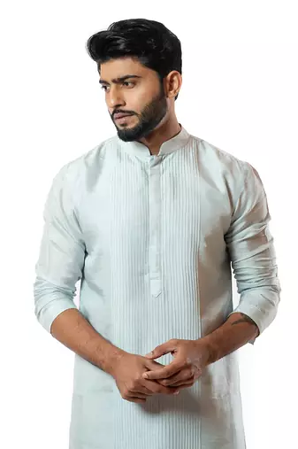 Ice Blue Pintuck Straight Kurta Set