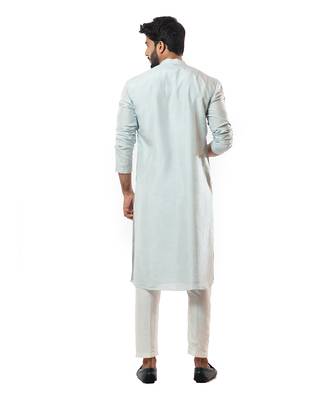 Ice Blue Pintuck Straight Kurta Set 3