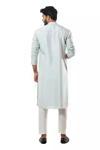 Ice Blue Pintuck Straight Kurta Set